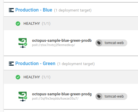 A blue environment and a green environment