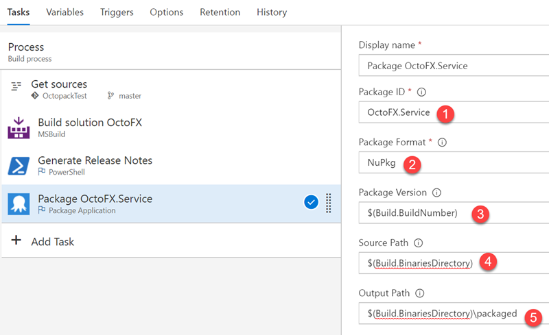 A Package Application step in Azure DevOps