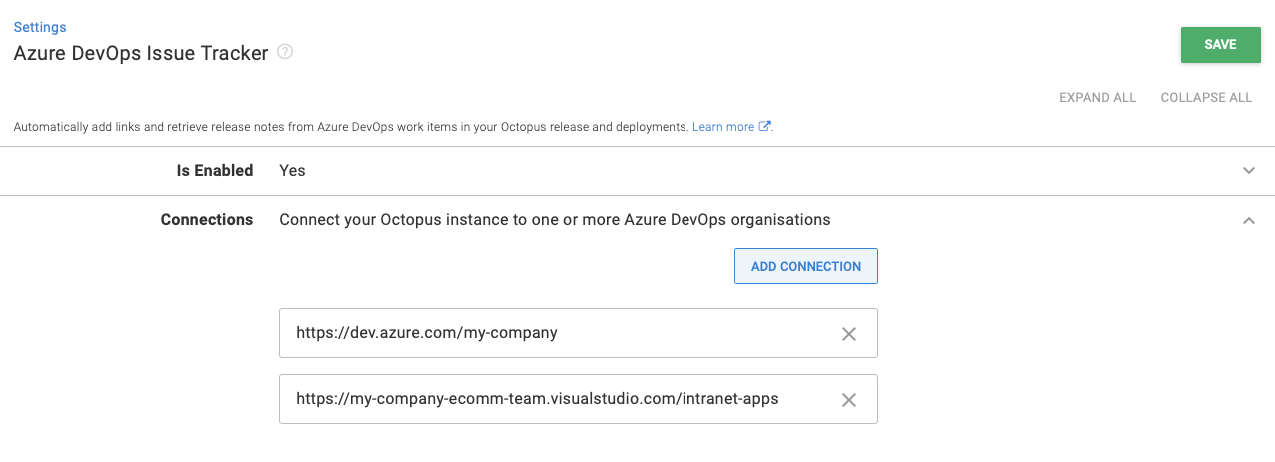 “Multiple Azure DevOps Issue Tracker connections”